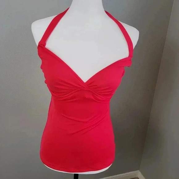 Athleta Tankini Top Halter Red Orange 34B/C Tall - Picture 1 of 8
